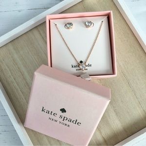 Kate Spade Romantic Rocks heart earrings and necklace set in rose gold -…